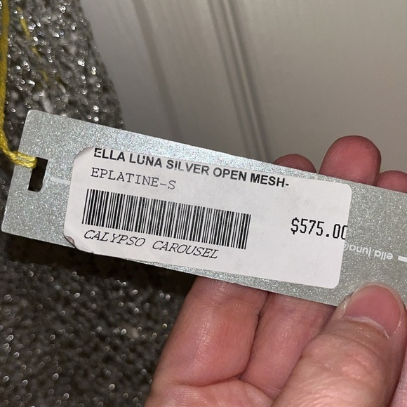 Ella Luna women’s embellished silver mini open mesh dress size XS - Picture 3 of 9